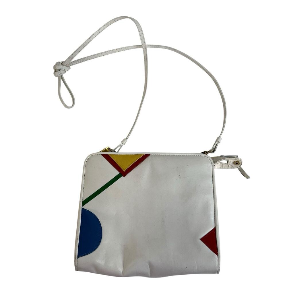 Mary Ann Rosenfeld Y2K 90’s Leather Geometric Crossbody Shoulder Bag Handbag‎